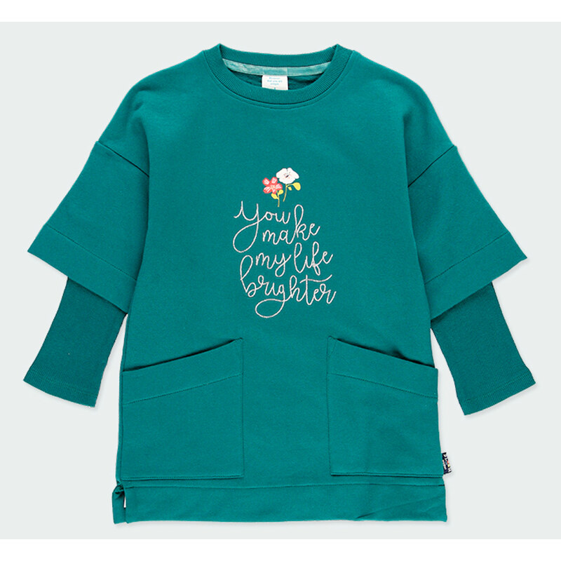 Boboli Dívčí mikinové šaty zelené