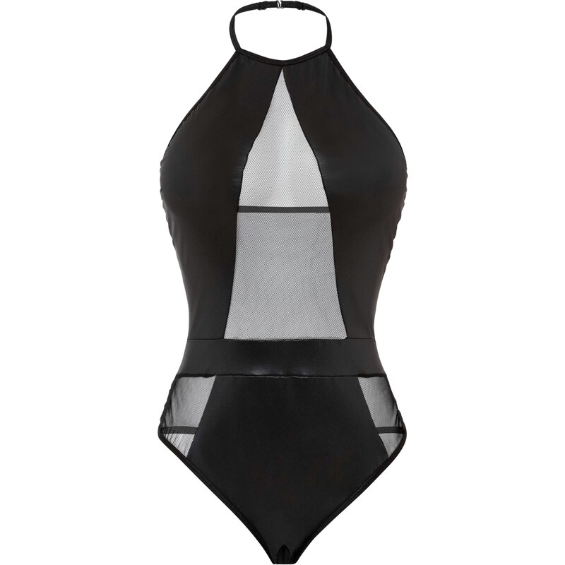 bonprix Stringbody ouvert ve vzhledu Wet černá Žena