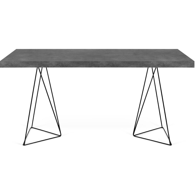Betonově šedý pracovní stůl TEMAHOME Multi 160 x 90 cm s černou podnoží