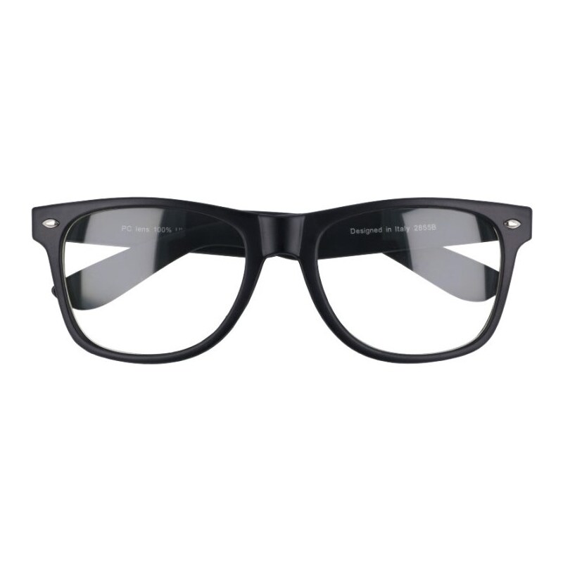 Sunmania Černé čiré imidžové brýle Wayfarer