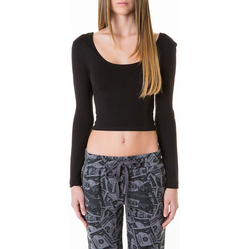 Tally Weijl Black Crop Top with Long Sleeves