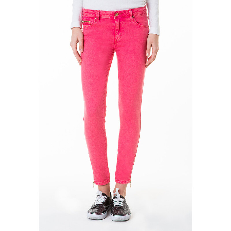 Tally Weijl Pink Button & Zip Ankle Pants