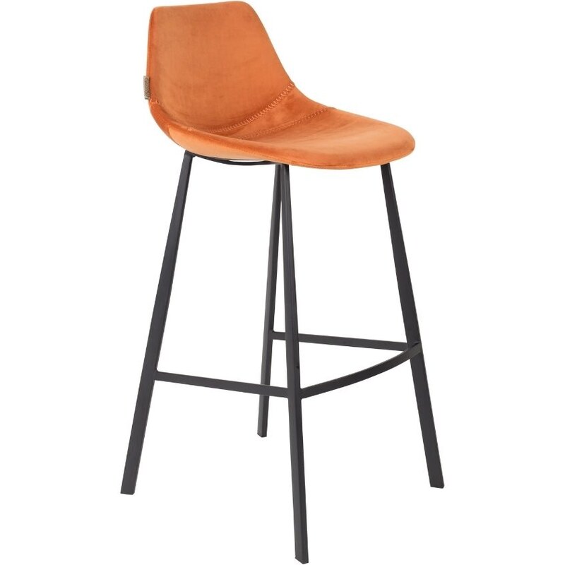 Oranžová sametová barová židle DUTCHBONE Franky 80 cm