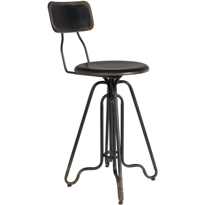 Černá kovová vintage barová židle DUTCHBONE Ovid 61 cm