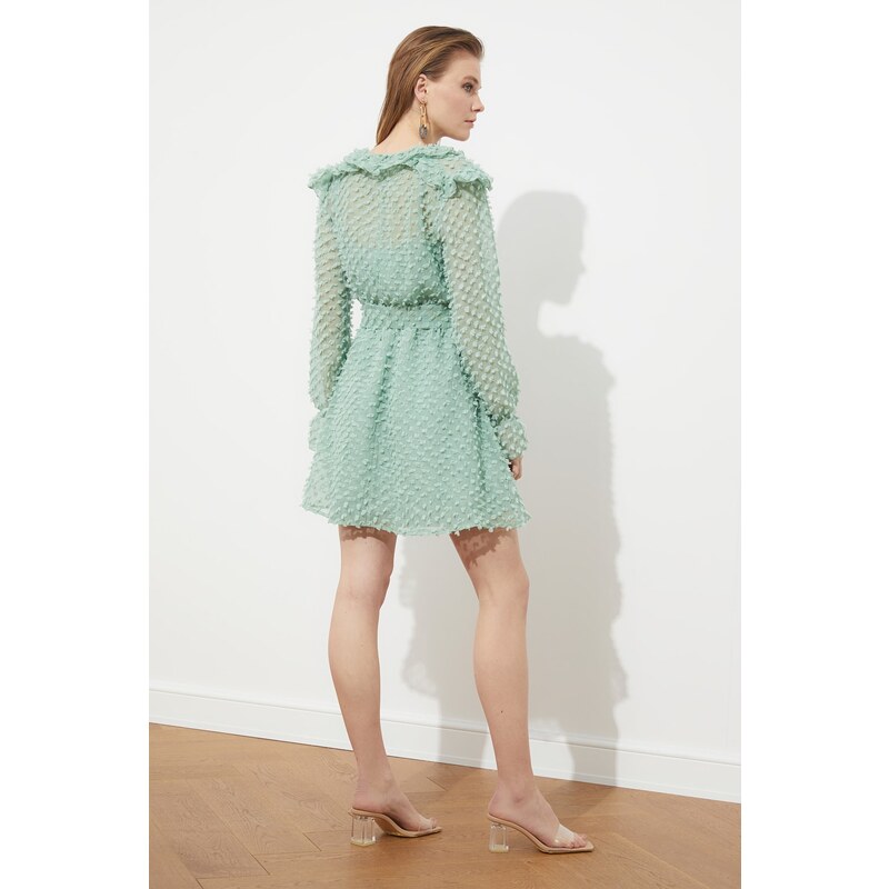 Trendyol Mint Three Dimensional Fabric Featured Dress