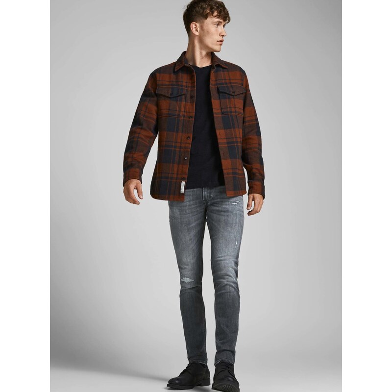 Tmavě šedé skinny fit džíny Jack & Jones Iliam - Pánské