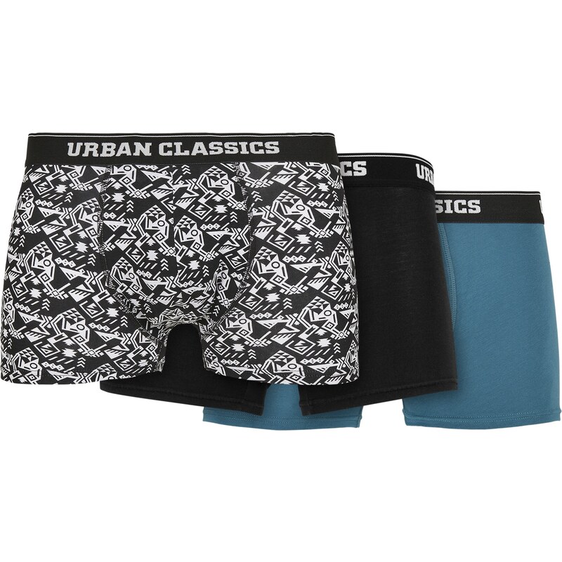 Urban Classics Boxerky nebeská modř / černá / bílá