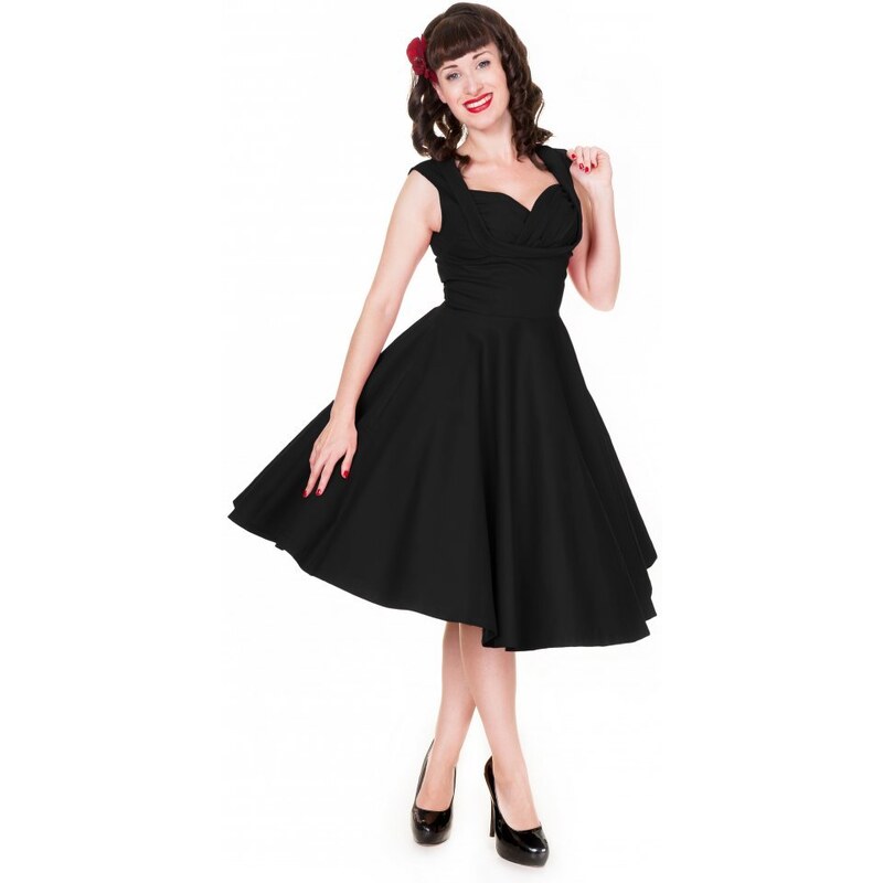 OPHELIA černé swingové šaty - Retro šaty inspirované padesátými léty