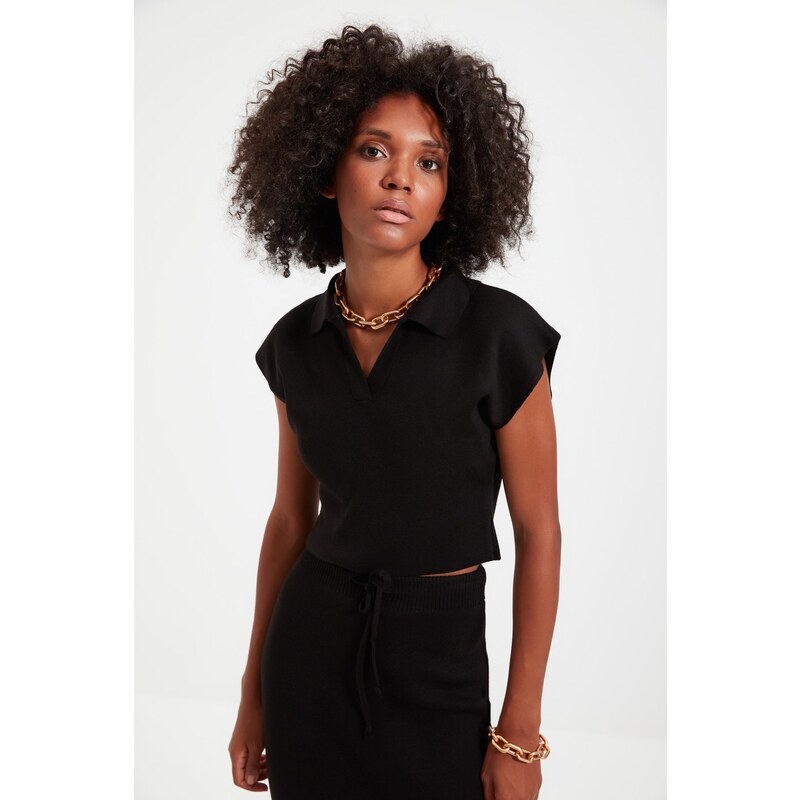 Trendyol Black Polo Collar Knitwear Bottom-Top Suit