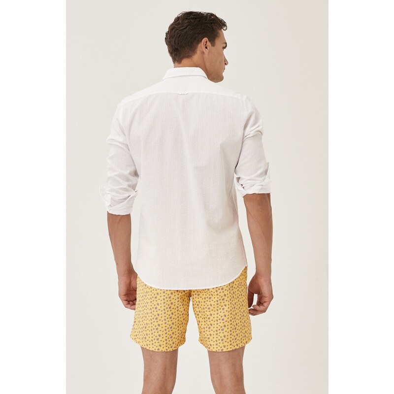 AC&Co / Altınyıldız Classics Men's Yellow Standard Fit Casual Patterned Swimwear Marine Shorts.