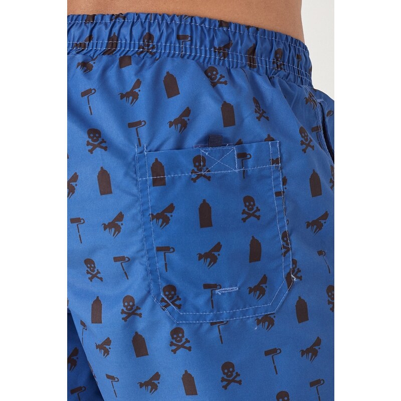 AC&Co / Altınyıldız Classics Men's Indigo Standard Fit Casual Patterned Swimwear Marine Shorts.