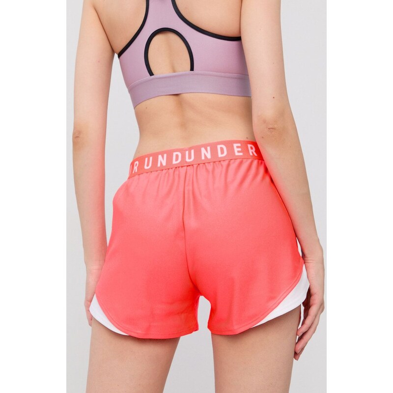 Tréninkové šortky Under Armour Play Up 3.0 růžová barva, s potiskem, medium waist, 1344552