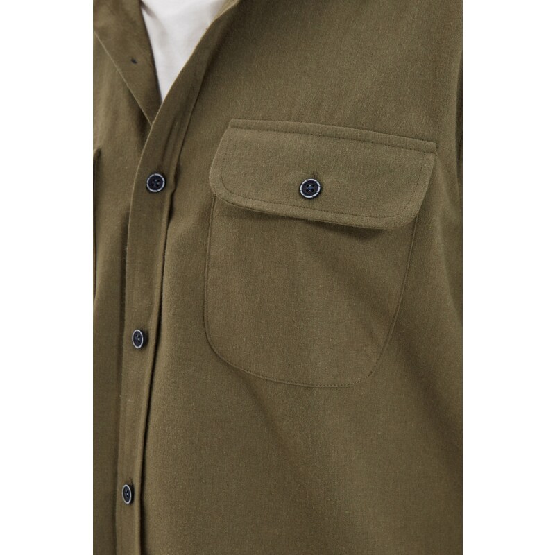 Trendyol Khaki Regular Fit Double Pocket Covered Shirt
