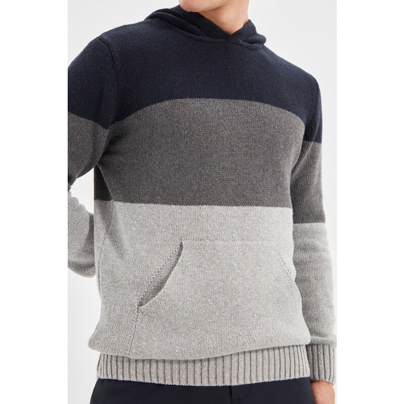 Trendyol Navy Blue Hooded Regular Fit Knitwear Sweater