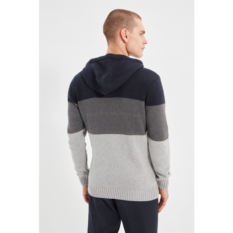 Trendyol Navy Blue Hooded Regular Fit Knitwear Sweater