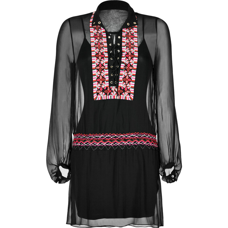 Haute Hippie Silk Embroidered Lace Front Dress