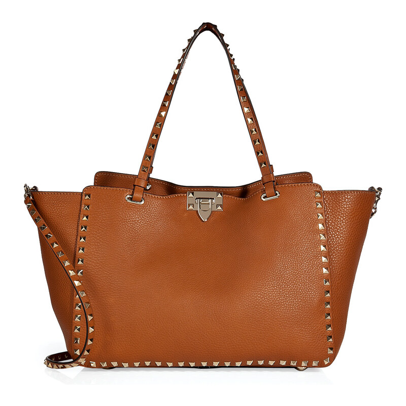 Valentino Leather Rockstud Tote with Shoulder Strap