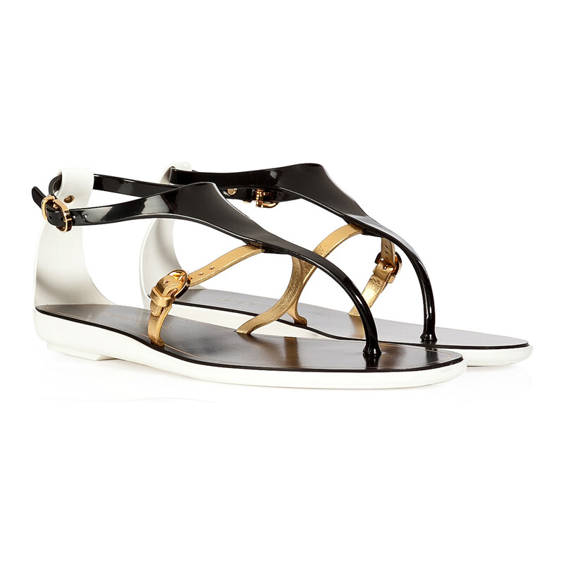 Sergio Rossi PVC/Leather Thong Sandals