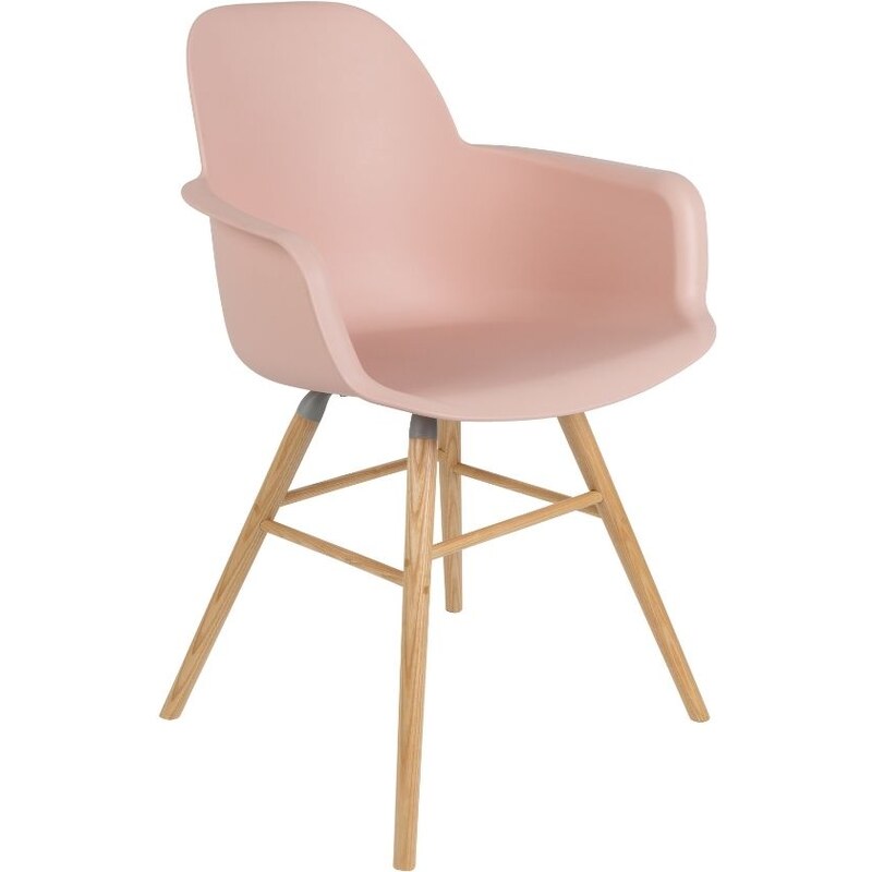 Růžová plastová jídelní židle ZUIVER ALBERT KUIP s područkami