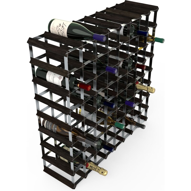 Stojan na víno RTA na 72 lahví, černý jasan - pozinkovaná ocel / sestavený