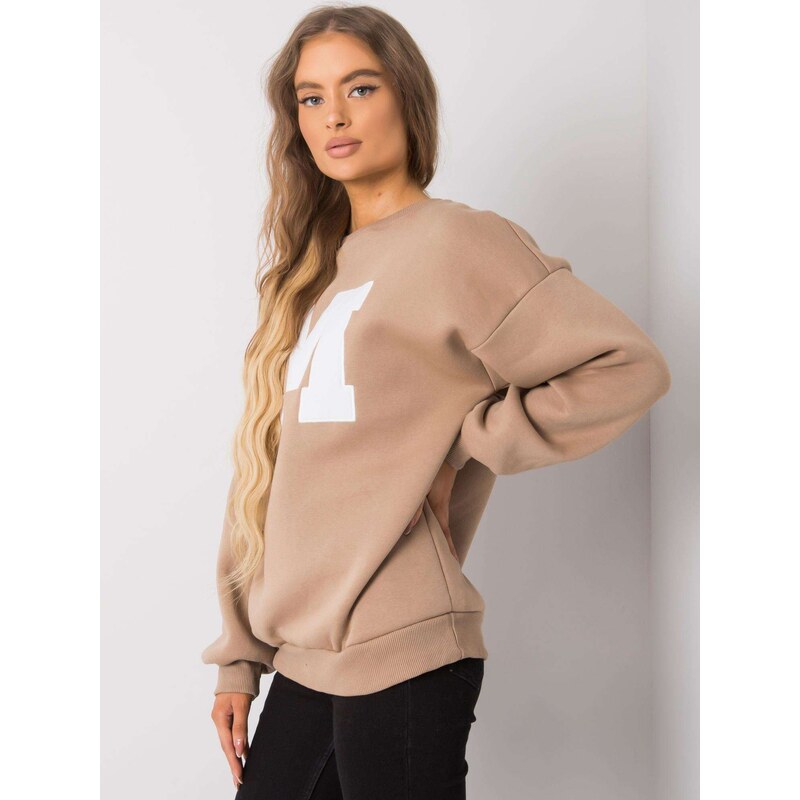 BASIC BÉŽOVÁ MIKINA S PÍSMENEM M -BEIGE