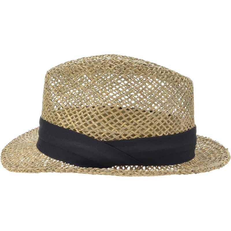 SEEBERGER Slaměný klobouk z mořské trávy s černou stuhou - Trilby