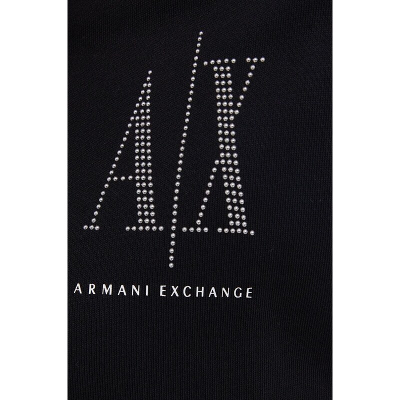 Bavlněná mikina Armani Exchange dámská, černá barva, s aplikací, 8NYM21 YJ68Z NOS