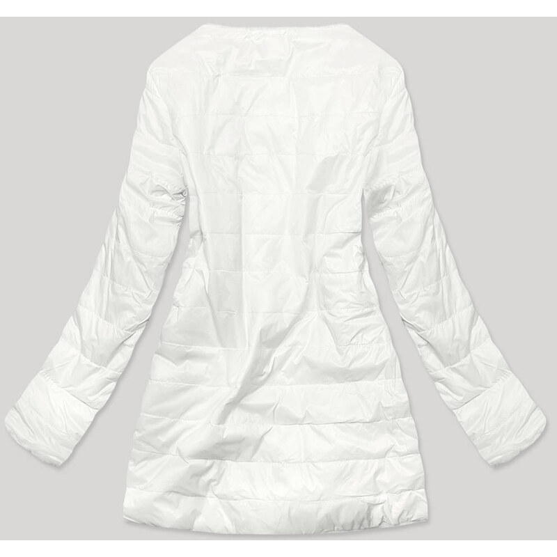 Bílá dámská bunda s kožíškem pro přechodné období model 15851131 - L&J studios
