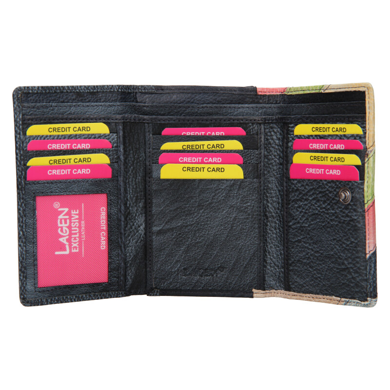 Lagen Dámská kožená peněženka 2864-77/R charcoal/multi