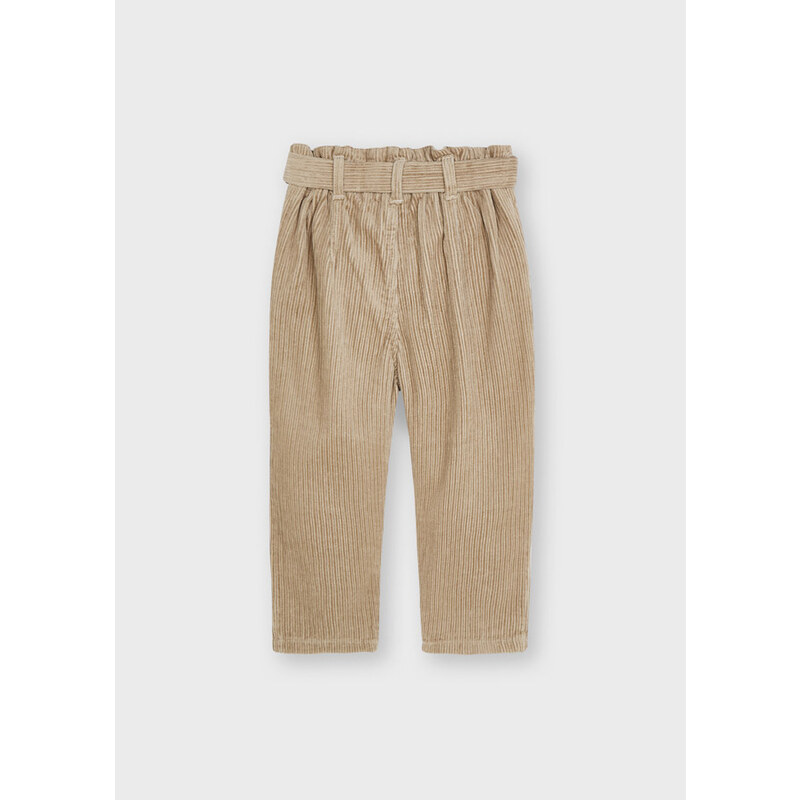 Mayoral Long corduroy trousers with belt for girls, Sand