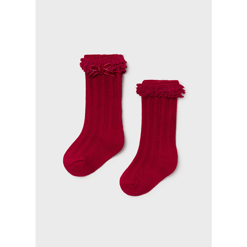 Mayoral Bow socks for baby girl, Raspberry