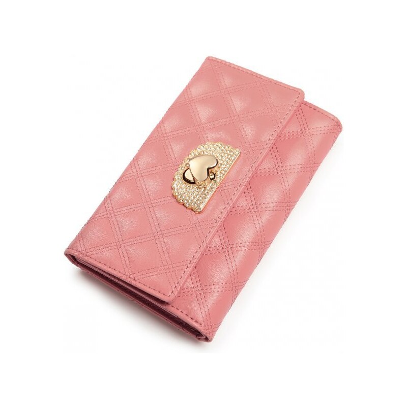 JUST STAR Pearl shine short wallet Coral pink