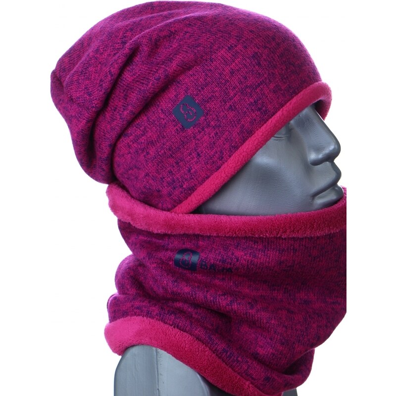 BajaDesign zimní svetrová čepice pro holky, fialová + růžová vel