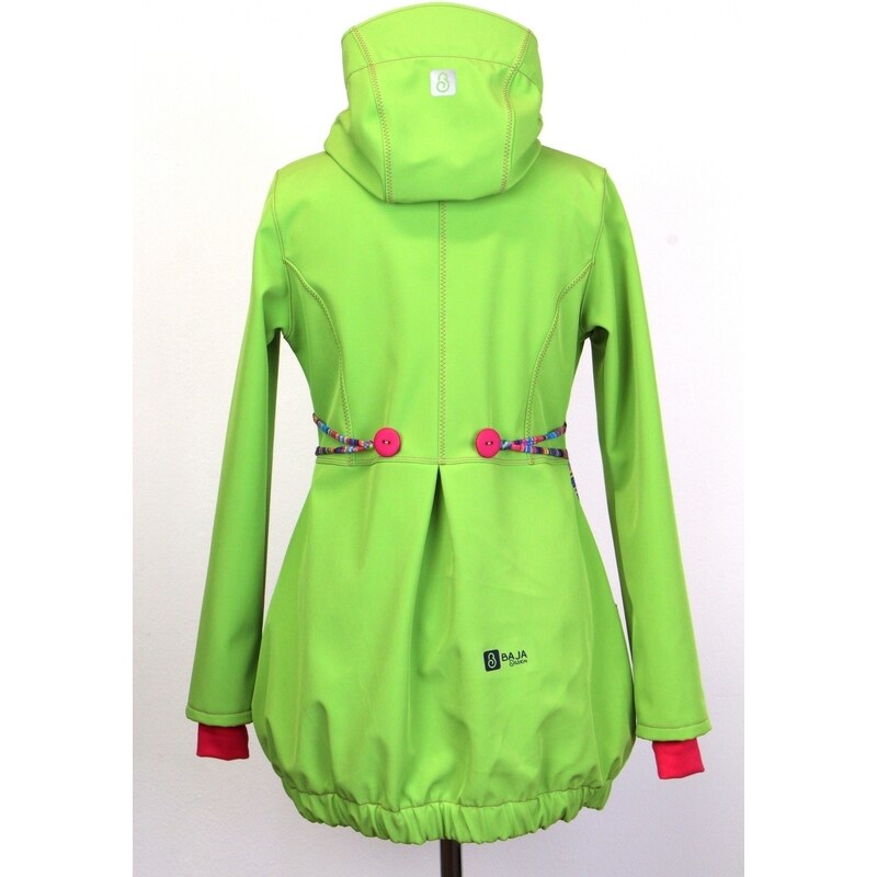 BajaDesign softshellový balónový kabát pro dívky, zelený, pestré pruhy