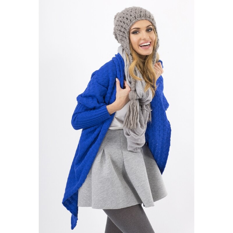 Pletený dámský kabátek Makadamia MS16 modrý
