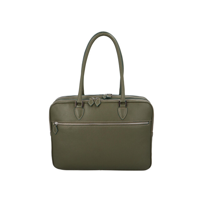 Delami Luxusní kožená business taška Taylor, zelená
