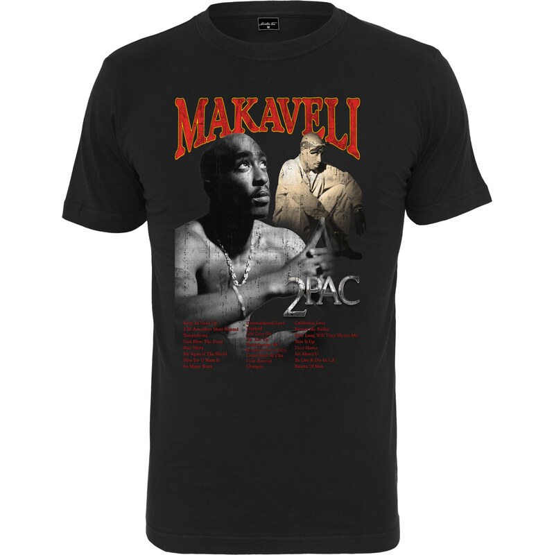 Mister Tee Tričko Tupac Makaveli šedá / světle červená / černá