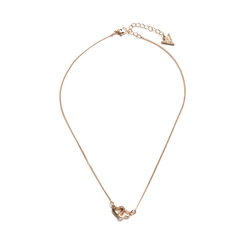 GUESS náhrdelník Gold-Tone Interlock Heart Necklace Zlatá