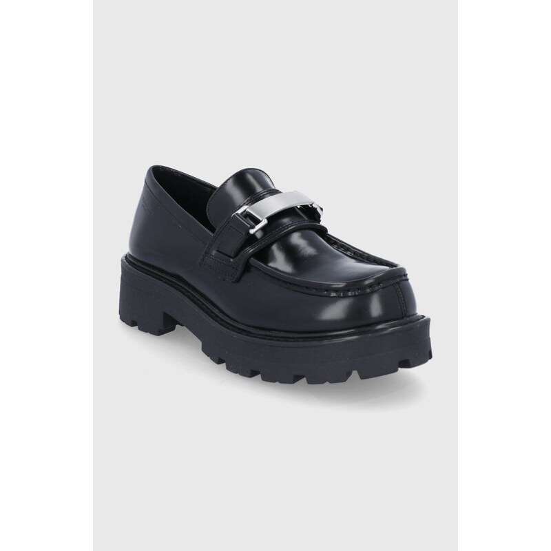 Kožené mokasíny Vagabond Shoemakers dámské, černá barva, na platformě