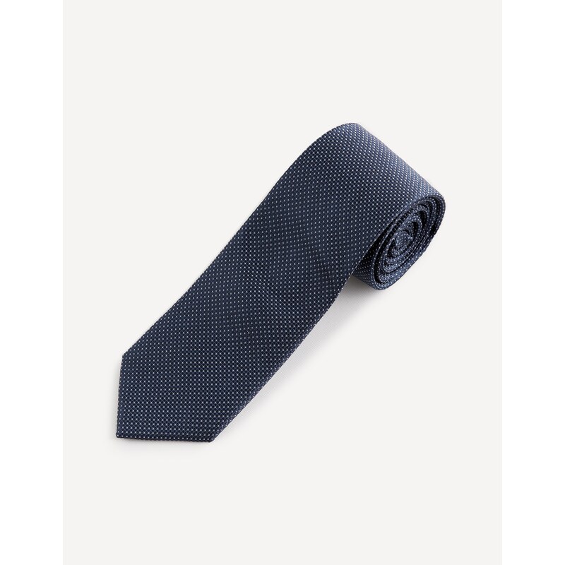 Celio Hedvábná kravata Ristretto s puntíkem Tmavě modrá ONE SIZE