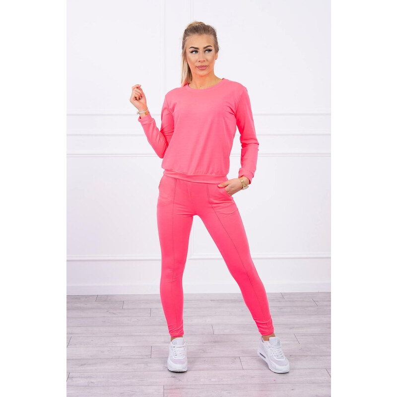 MladaModa Sportovní tepláková souprava model 9090 neonově růžová