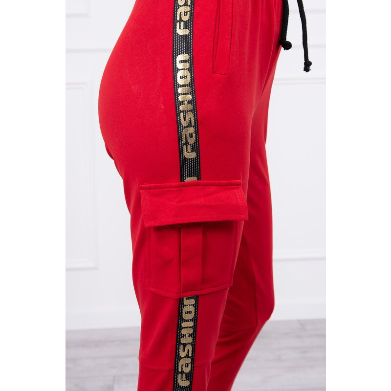 MladaModa Kalhoty Cargo Fashion červené 49780188