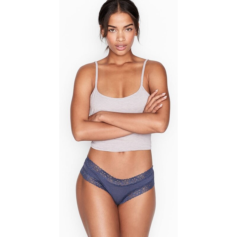 Victoria´s Secret Victoria's Secret krajkové kalhotky Stretch Cotton Lace-waist Cheeky Panty