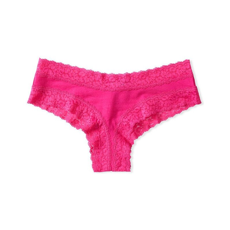 Victoria´s Secret Victoria's Secret krajkové kalhotky Stretch Cotton Lace-Trim Cheeky Panty