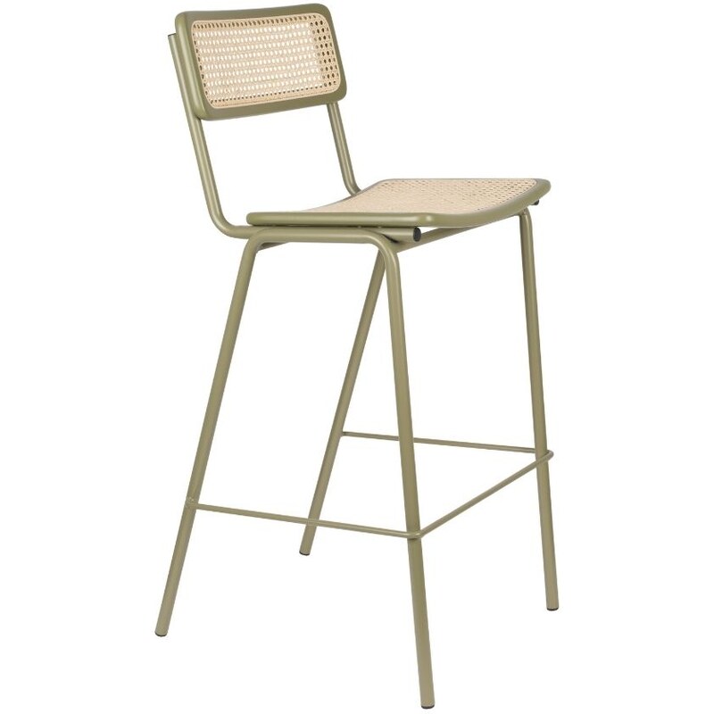Zelená ratanová barová židle ZUIVER JORT 77,5 cm