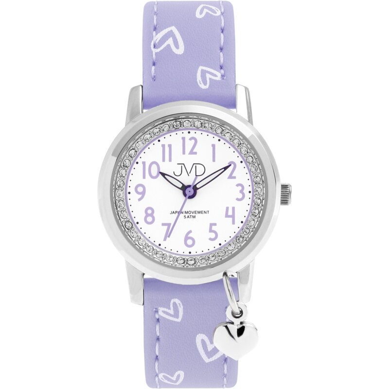 JVD Dětské dívčí fialové srdíčkové hodinky JVD J7201.3