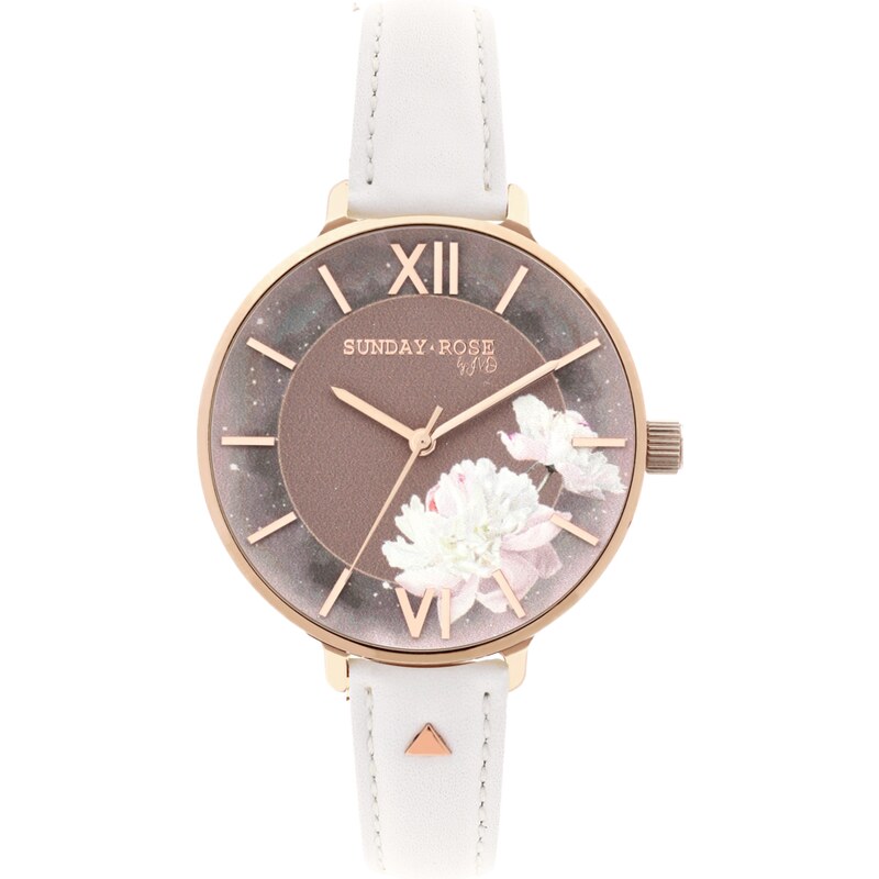 SUNDAY ROSE Designové dámské hodinky Enchanted Rosy Sunset Leather SUN 102317832