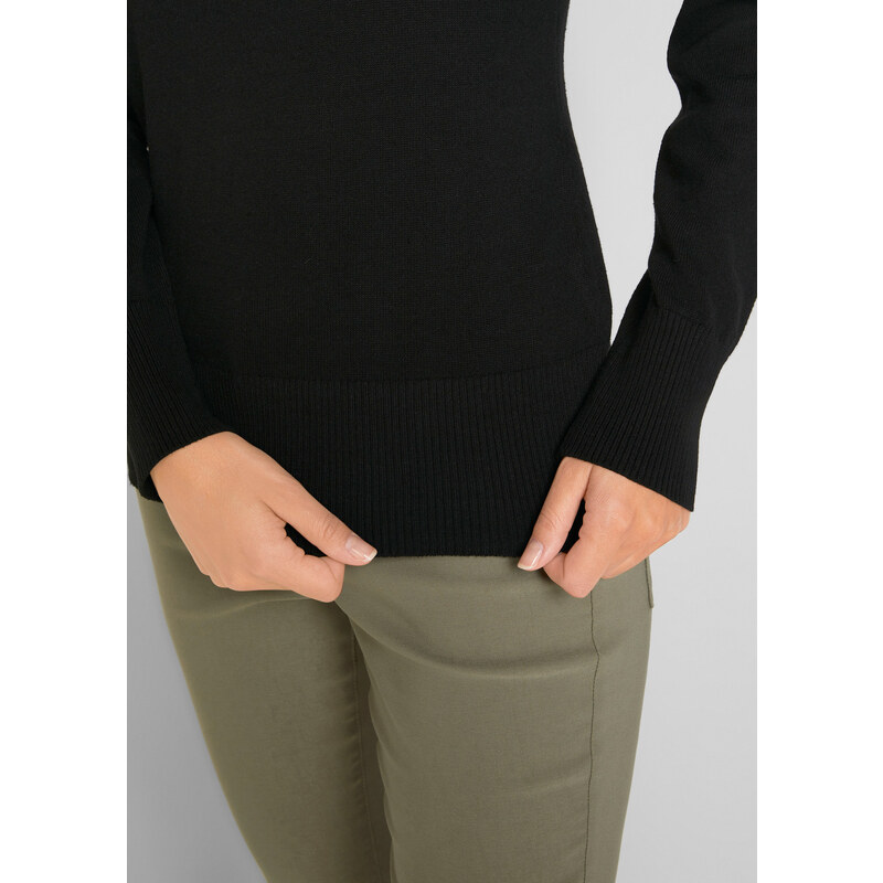 bonprix Základní svetr s recyklovanou bavlnou Černá