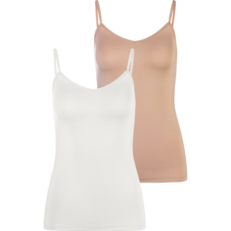LASCANA Top béžová / bílá 111218266