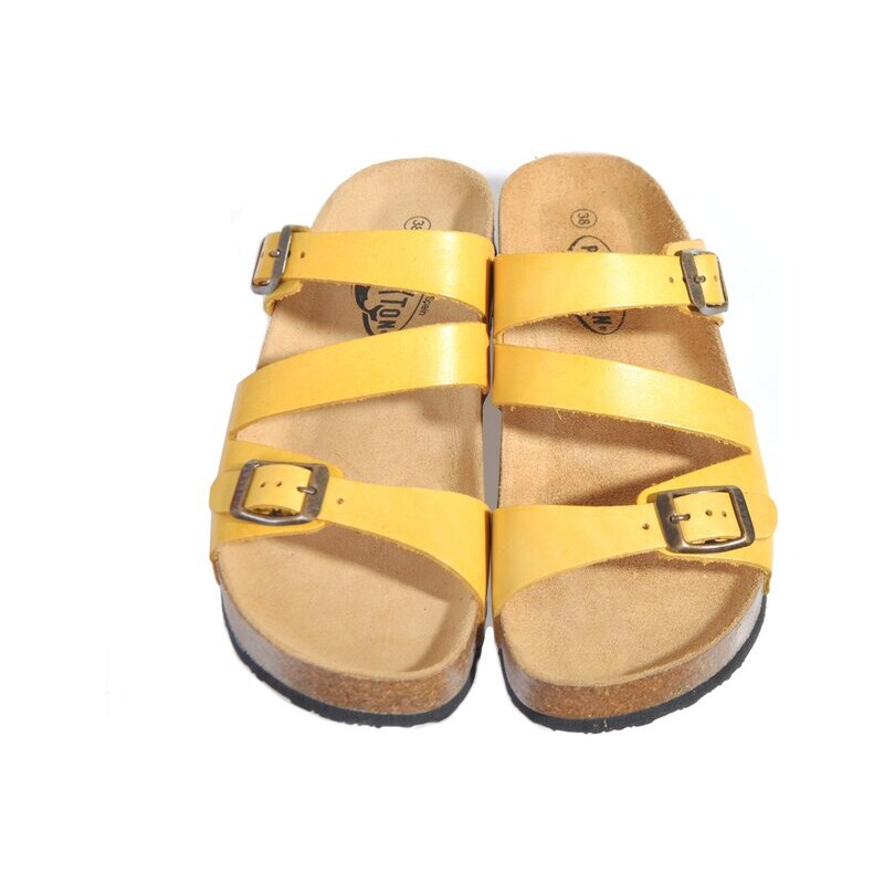 Dámské kožené pantofle Plakton 341210 žlutá